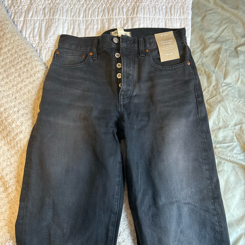 Madewell Black Low Strung Straight Jeans
